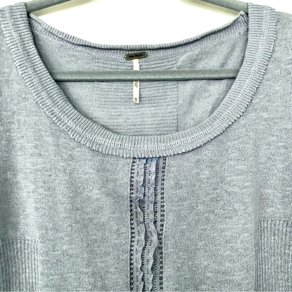 Free People Lace Road Tunic Sweater Pastel Blue